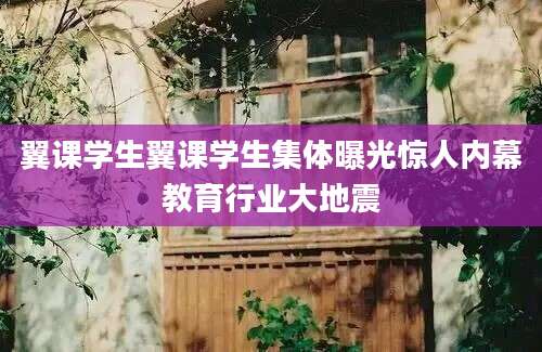 翼课学生翼课学生集体曝光惊人内幕教育行业大地震