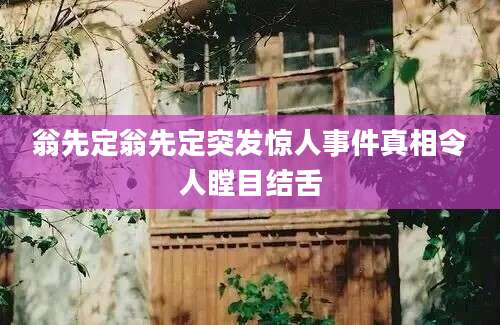 翁先定翁先定突发惊人事件真相令人瞠目结舌
