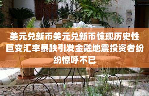 美元兑新币美元兑新币惊现历史性巨变汇率暴跌引发金融地震投资者纷纷惊呼不已