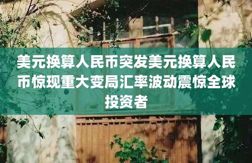 美元换算人民币突发美元换算人民币惊现重大变局汇率波动震惊全球投资者