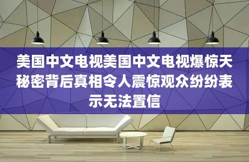 美国中文电视美国中文电视爆惊天秘密背后真相令人震惊观众纷纷表示无法置信