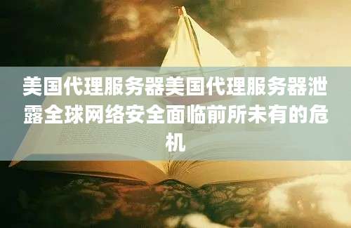 美国代理服务器美国代理服务器泄露全球网络安全面临前所未有的危机
