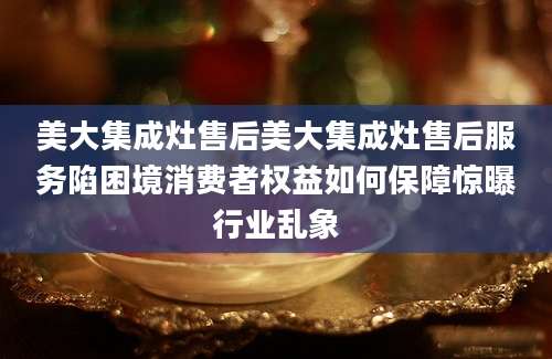 美大集成灶售后美大集成灶售后服务陷困境消费者权益如何保障惊曝行业乱象