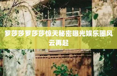 罗莎莎罗莎莎惊天秘密曝光娱乐圈风云再起