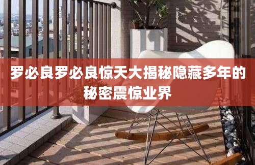 罗必良罗必良惊天大揭秘隐藏多年的秘密震惊业界