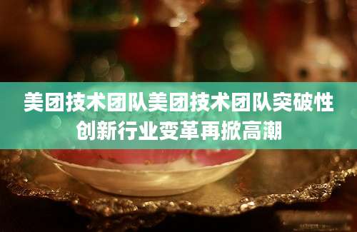 美团技术团队美团技术团队突破性创新行业变革再掀高潮