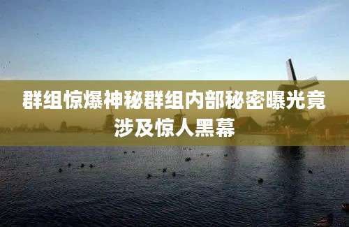 群组惊爆神秘群组内部秘密曝光竟涉及惊人黑幕