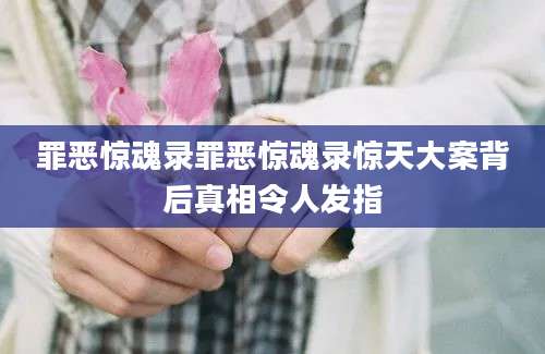 罪恶惊魂录罪恶惊魂录惊天大案背后真相令人发指