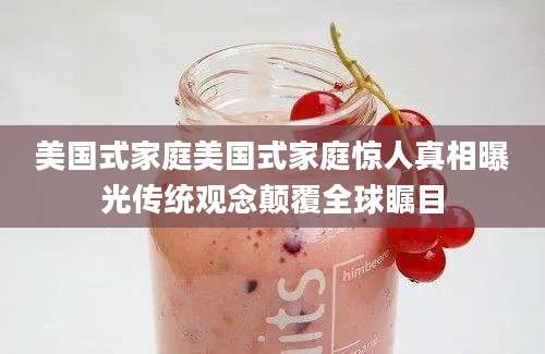 美国式家庭美国式家庭惊人真相曝光传统观念颠覆全球瞩目