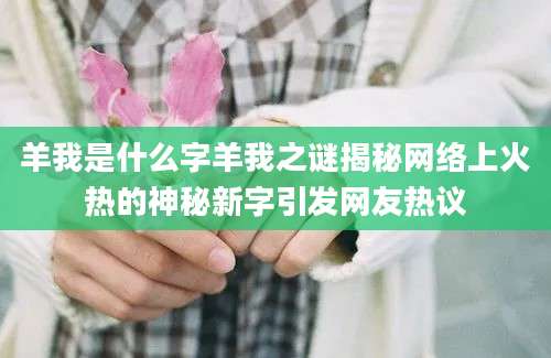 羊我是什么字羊我之谜揭秘网络上火热的神秘新字引发网友热议