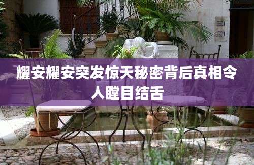 耀安耀安突发惊天秘密背后真相令人瞠目结舌