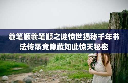 羲笔顺羲笔顺之谜惊世揭秘千年书法传承竟隐藏如此惊天秘密