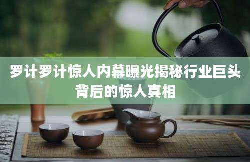 罗计罗计惊人内幕曝光揭秘行业巨头背后的惊人真相