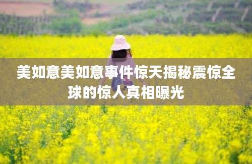 美如意美如意事件惊天揭秘震惊全球的惊人真相曝光