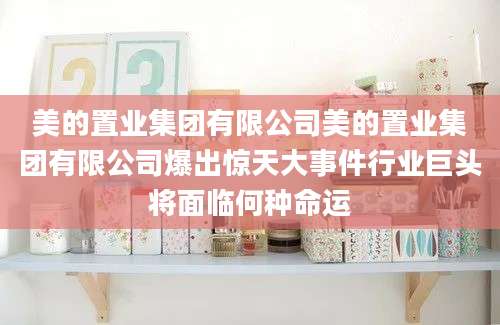 美的置业集团有限公司美的置业集团有限公司爆出惊天大事件行业巨头将面临何种命运