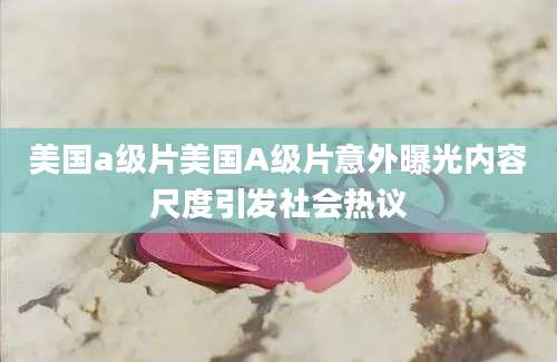 美国a级片美国A级片意外曝光内容尺度引发社会热议