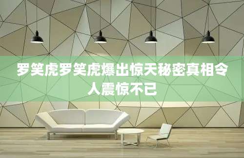 罗笑虎罗笑虎爆出惊天秘密真相令人震惊不已