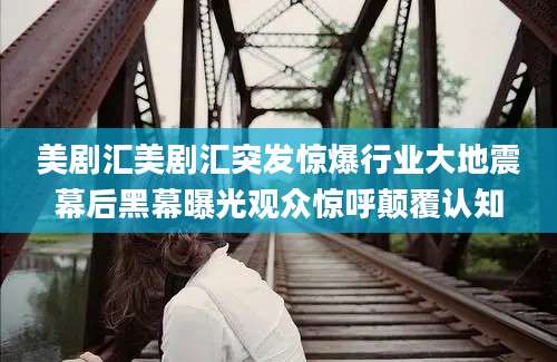 美剧汇美剧汇突发惊爆行业大地震幕后黑幕曝光观众惊呼颠覆认知