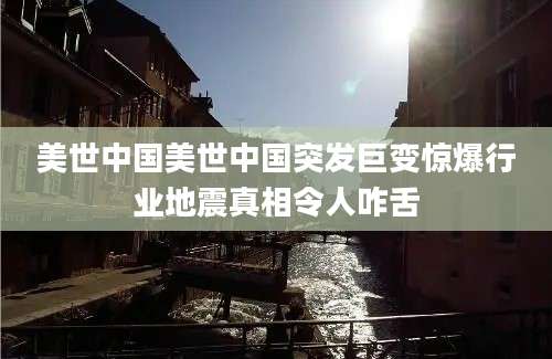 美世中国美世中国突发巨变惊爆行业地震真相令人咋舌