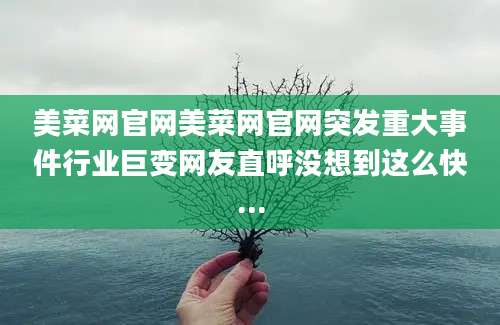 美菜网官网美菜网官网突发重大事件行业巨变网友直呼没想到这么快...