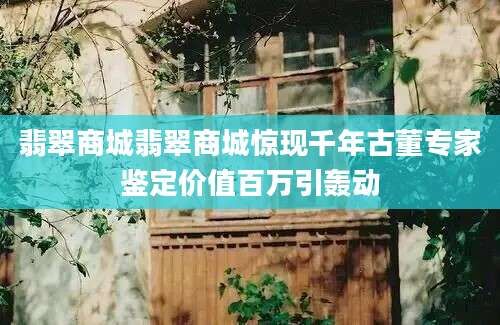 翡翠商城翡翠商城惊现千年古董专家鉴定价值百万引轰动